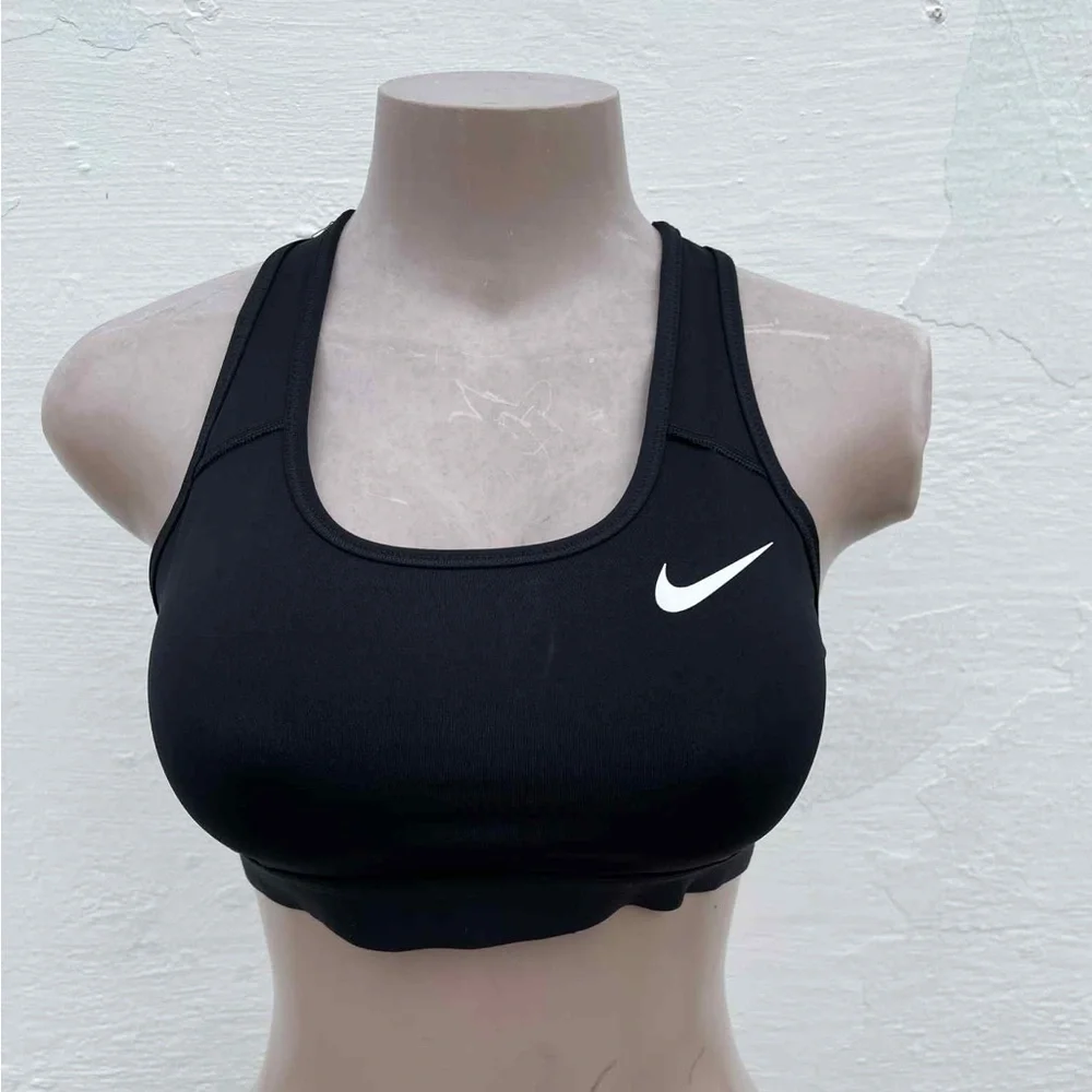 Nike Women's Black Sports Bra with White Logo